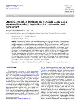 Stock Discrimination of Sperata Aor from River Ganga Using Microsatellite Markers: Implications for Conservation and Management