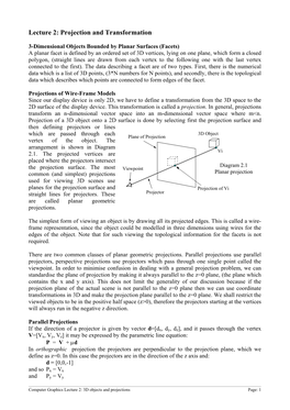 Lecture 2: Projection and Transformation