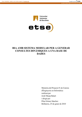 Ria Amb Sistema Modular Per a Generar Consultes Dinàmiques a Una Base De Dades