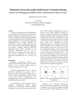 Method for Secure Revocable Multi-Factor Credential Sharing System for Managing the Multi-Factor Authentication Data of Users