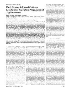 Early Season Softwood Cuttings Effective for Vegetative Propagation