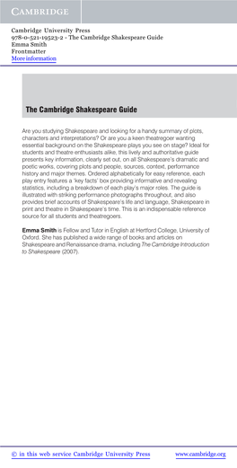 The Cambridge Shakespeare Guide Emma Smith Frontmatter More Information