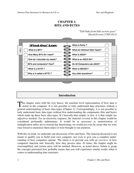 CHAPTER 1: BITS and BYTES Introduction