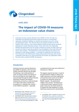 The Impact of COVID-19 Measures on Indonesian Value Chains