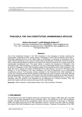 Pancasila, the 1945 Constitution, Unamendable Articles