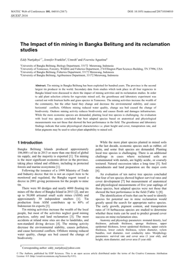 The Impact of Tin Mining in Bangka Belitung and Its Reclamation Studies