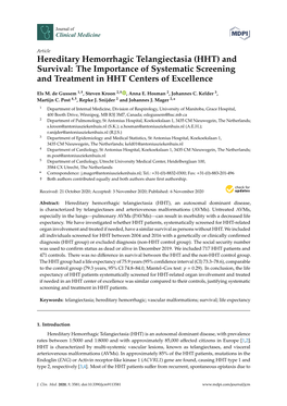 Hereditary Hemorrhagic Telangiectasia (HHT) and Survival: the Importance of Systematic Screening and Treatment in HHT Centers of Excellence