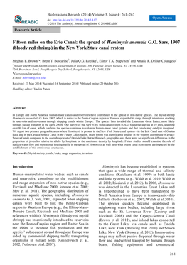 The Spread of Hemimysis Anomala GO Sars, 1907 (Bloody Red Shrimp)