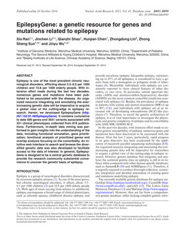A Genetic Resource for Genes and Mutations Related to Epilepsy