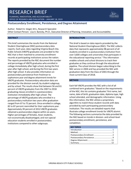 Postsecondary Enrollment, Persistence, and Degree Attainment