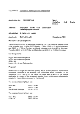 Orpington Sports Club, Goddington Lane, Orpington PDF 346 KB