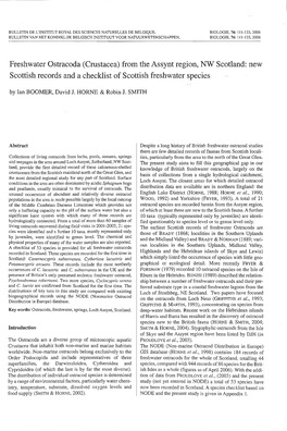 Freshwater Ostracoda (Crustacea) from the Assynt Region, NW Scotland: New Scottish Records and a Checklist of Scottish Freshwater Species