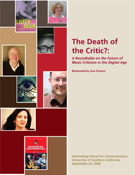 The Death of the Critic?: a Roundtable on the Future of Music Criticism in the Digital Age