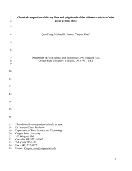 Chemical Composition of Antioxidant Dietary Fiber of Grape Skins From