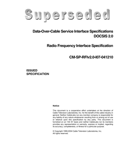 Data-Over-Cable Service Interface Specifications DOCSIS 2.0 Radio