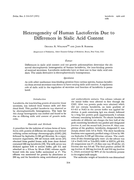 Heterogeneity of Human Lactoferrin Due to Differences in Sialic Acid Content