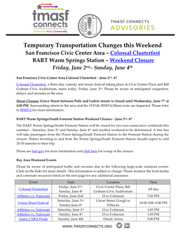 Temporary Transportation Changes This Weekend