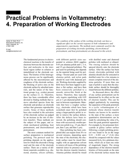 Practical Problems in Voltammetry: 4. Preparation of Working Electrodes