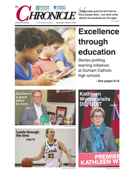 Excellence Through Education Stories Profiling Learning Initiatives at Durham Catholic High Schools - See Pages 6-10