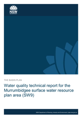 Water Quality Technical Report for the Murrumbidgee Surface Water Resource Plan Area (SW9)