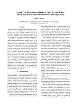 Accent Type Recognition of Japanese Using Perceived Mora Pitch Values and Its Use for Pronunciation Training System