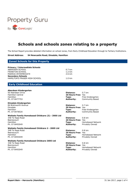 Schools and Schools Zones Relating to a Property