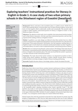 Exploring Teachers' Instructional Practices for Literacy in English In