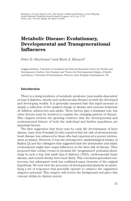 Evolutionary, Developmental and Transgenerational Influences