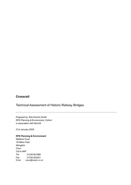 Crossrail Technical Assessment of Historic Railway Bridges
