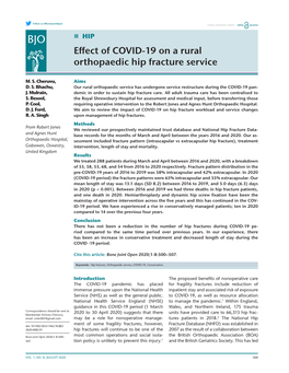 Effect of COVID-19 on a Rural Orthopaedic Hip Fracture Service