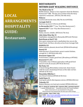 Hospitality Guide--Restaurants