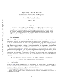 Separating Local & Shuffled Differential Privacy Via Histograms