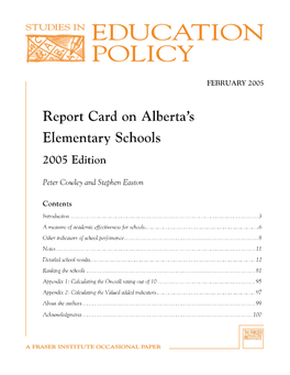 Report Card on Alberta's Elementary Schools