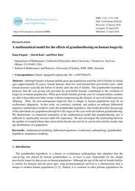 A Mathematical Model for the Effects of Grandmothering on Human Longevity