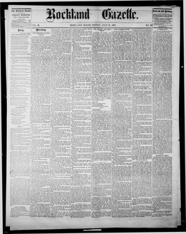 Rockland Gazette- Kindred Fabres, Such As Bearer Mohairs Ami Slumber Into Which, Hud They Calmly Adopted Lincoln Railroad at Rockland