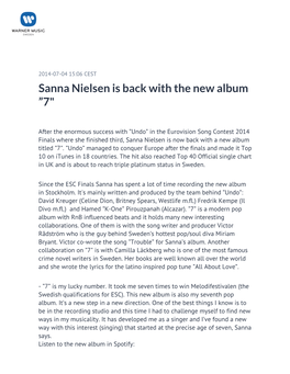 Sanna Nielsen Is Back with the New Album ”7