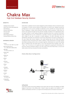 BENEFITS DATABASE SERVER OVERVIEW Chakra Max Basic