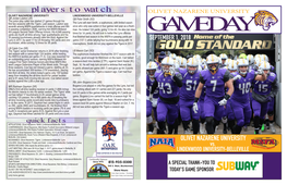 Players to Watch OLIVET NAZARENE