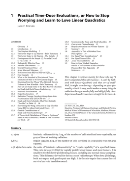 1 Practical Time-Dose Evaluations, Or How to Stop Worrying and Learn to Love Linear Quadratics Jack F