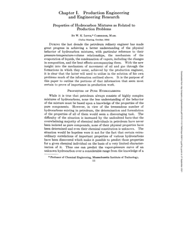 Properties of Hydrocarbon Mixtures As Related to Production Problems