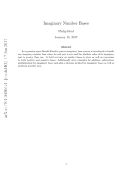 Imaginary Number Bases