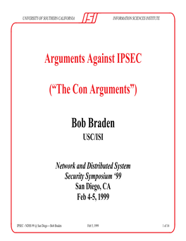 Arguments Against IPSEC