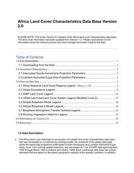 Africa Land Cover Characteristics Data Base Version 2.0