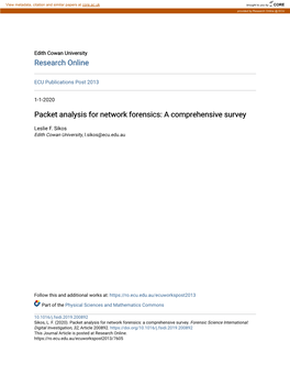 Packet Analysis for Network Forensics: a Comprehensive Survey