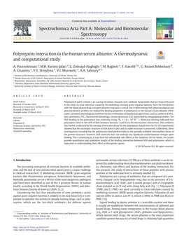 Polymyxins Interaction to the Human Serum Albumin: a Thermodynamic and Computational Study