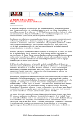 La Batalla De Santa Clara Relato Del Comandante Ernesto Che Guevara