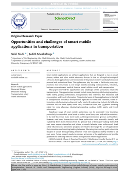Opportunities and Challenges of Smart Mobile Applications in Transportation