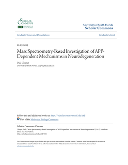 Mass Spectrometry-Based Investigation of APP-Dependent Mechanisms in Neurodegeneration