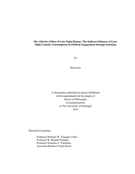 The Indirect Influence of Late- Night Comedy Consumption on Political Engagement Through Emotions