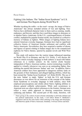 The “Indian Scout Syndrome” in US and German War Reports During